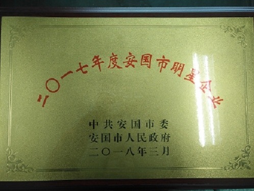 我公司被安國市委、市政府評為二〇一七年度明星企業(yè)